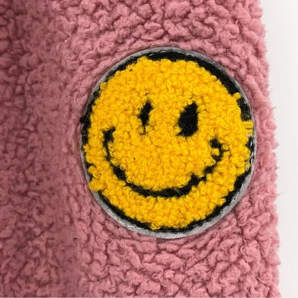 Lola and the Boys 8 Bright Smiley Patch Fuzzy 0135 pants pink girl Sherpa - Picture 6 of 13